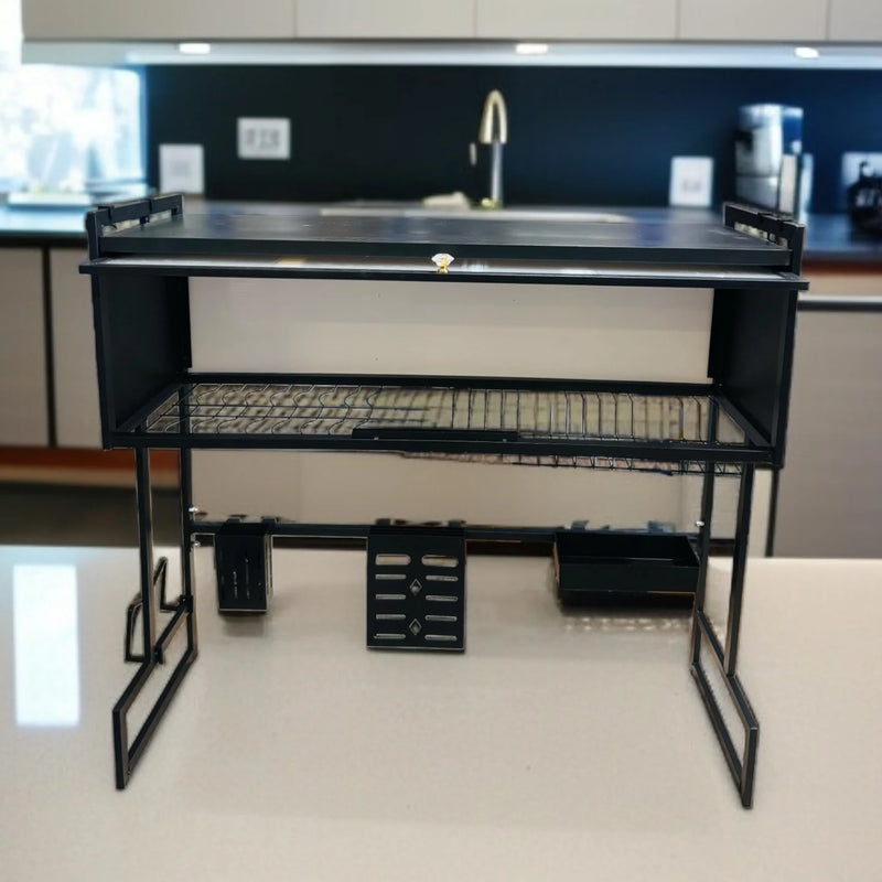 Premium Over-The-Sink Dish Drying Rack with Dust-Proof Cabinet