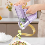 Multi-Functional Handheld Rotary Vegetable Slicer & Grater – 4-in-1 Manual Food Processor