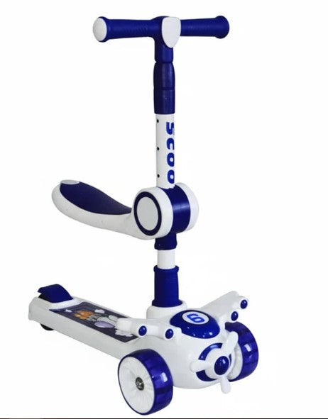 2-in-1 Kids' Kick Scooter with Foldable Seat – Adjustable 3-Wheel Ride-On Toy for Toddlers