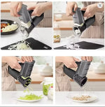 Multi-Functional Handheld Rotary Vegetable Slicer & Grater – 4-in-1 Manual Food Processor