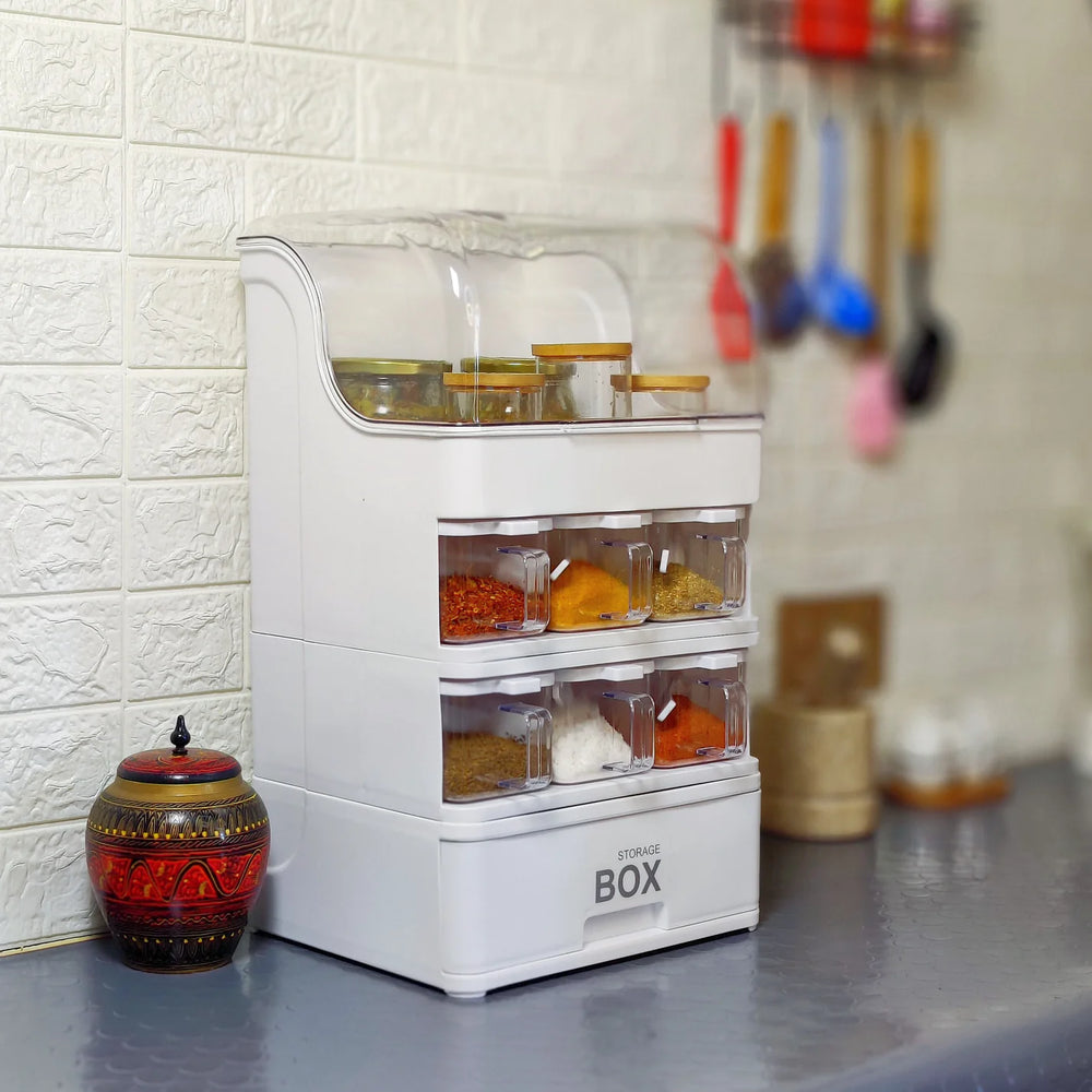 All-in-One Multi-Layer Kitchen Spice Organizer Box
