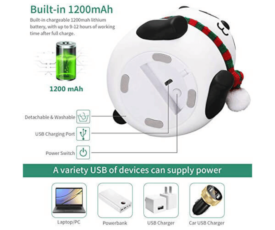 Sitting Panda Silicone Night Light – 7-Color Changing Touch Lamp with Scarf Detail
