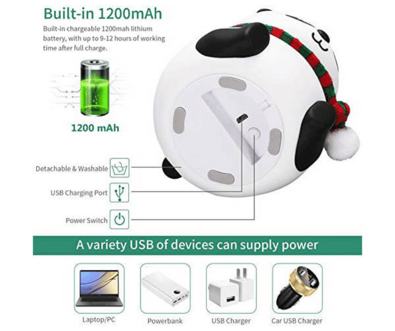 Sitting Panda Silicone Night Light – 7-Color Changing Touch Lamp with Scarf Detail