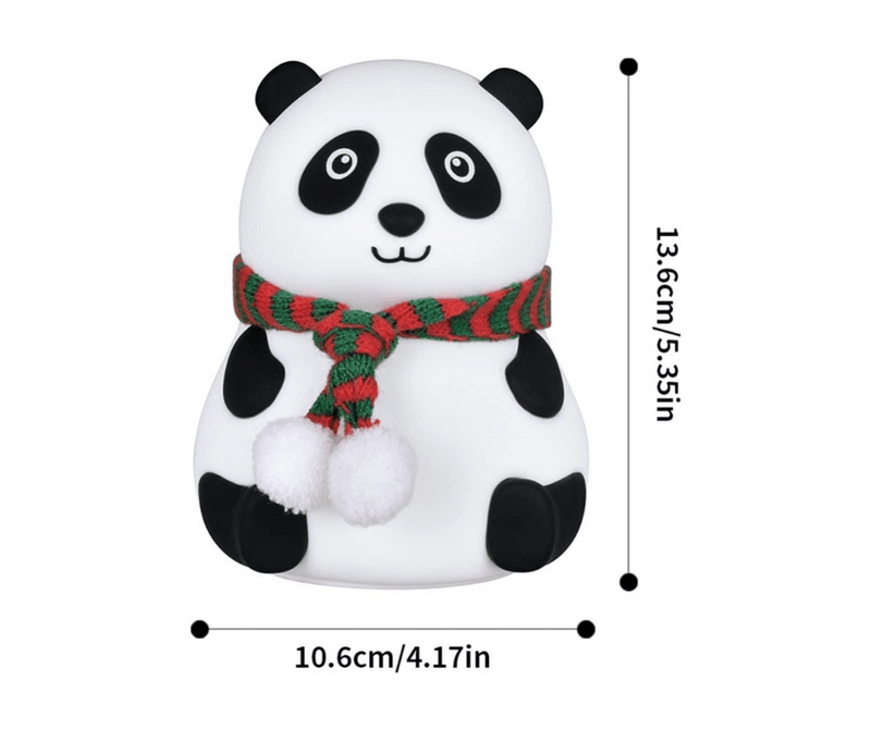 Sitting Panda Silicone Night Light – 7-Color Changing Touch Lamp with Scarf Detail