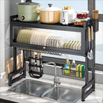 Premium Over-The-Sink Dish Drying Rack with Dust-Proof Cabinet