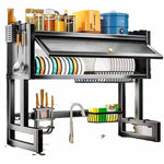 Premium Over-The-Sink Dish Drying Rack with Dust-Proof Cabinet