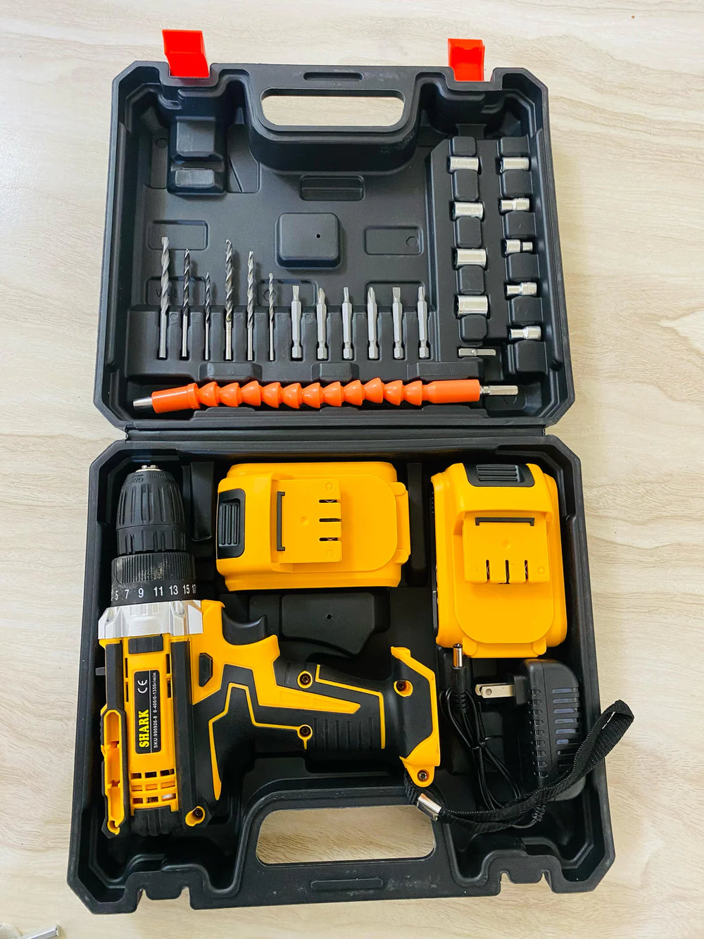 Power Drill with 2 Lithium-Ion Batteries, Charger, Flexible Shaft, and 26-Piece Drill/Driver