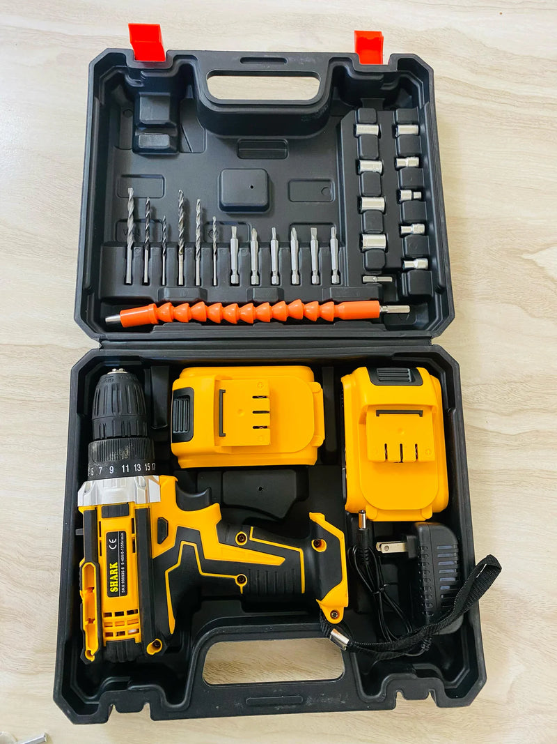 Power Drill with 2 Lithium-Ion Batteries, Charger, Flexible Shaft, and 26-Piece Drill/Driver