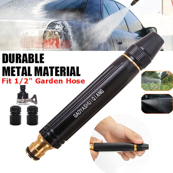 High Pressure Water Spray Gun with Metal Brass Nozzle – Adjustable Twist Hose Nozzle for Car Washing,