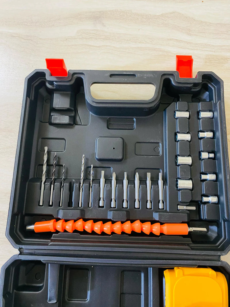 Power Drill with 2 Lithium-Ion Batteries, Charger, Flexible Shaft, and 26-Piece Drill/Driver