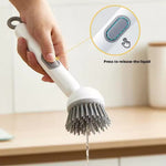 360° Rotating Kitchen Dish Brush with Push-Squeeze Soap Dispenser