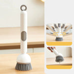 360° Rotating Kitchen Dish Brush with Push-Squeeze Soap Dispenser