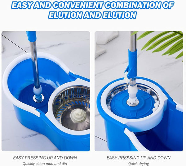 360° Spin Mop & Bucket System – Dual-Action Cleaning with Stainless Steel Wringer