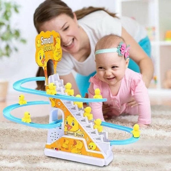 Musical Duck Climbing Stairs Toy Set – Automatic Electric Track with Lights & Sound