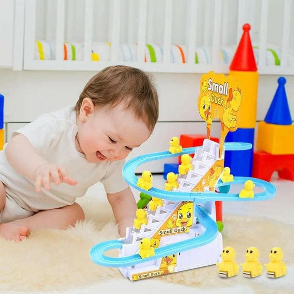 Musical Duck Climbing Stairs Toy Set – Automatic Electric Track with Lights & Sound