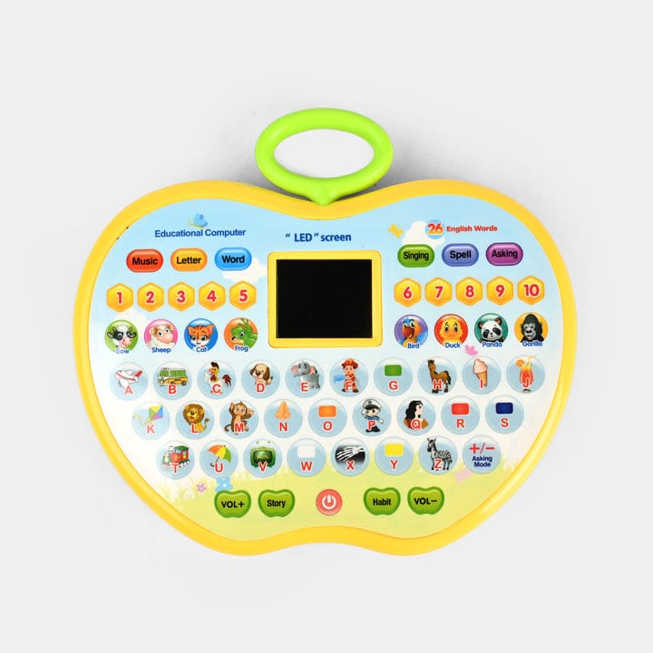 Apple-Shaped Educational Learning Computer – Interactive Toddler Tablet with LED Screen & Music