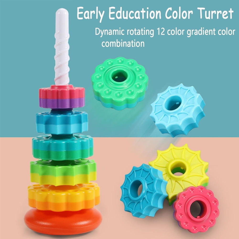 Rainbow Spinning Stacking Tower – 6-Piece Educational Sensory Toy