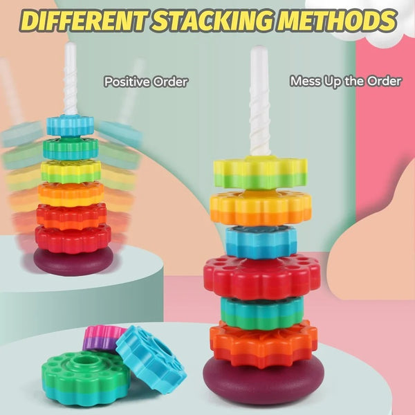 Rainbow Spinning Stacking Tower – 6-Piece Educational Sensory Toy