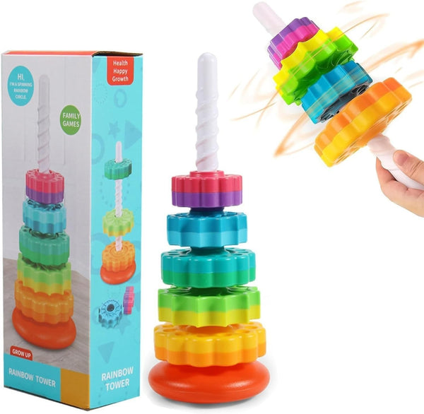Rainbow Spinning Stacking Tower – 6-Piece Educational Sensory Toy