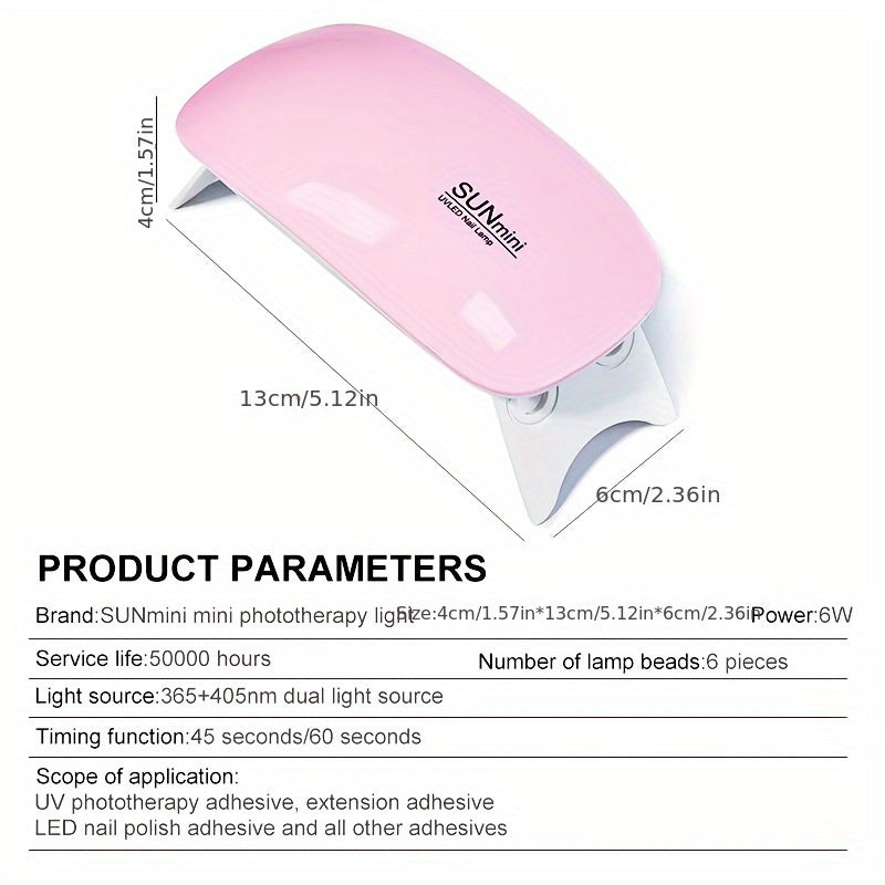 SUNmini Portable UV LED Nail Lamp – Foldable 6W USB Dryer