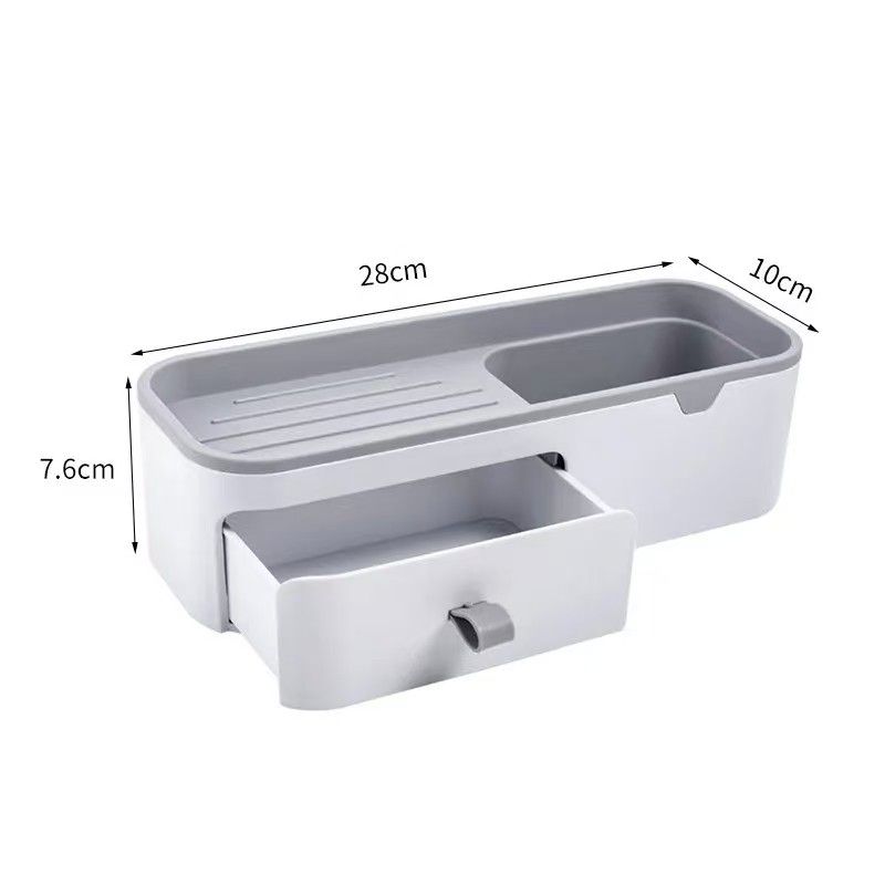 Wall-Mounted Bathroom Shelf with Storage Drawer & Phone Stand