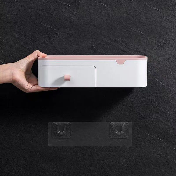 Wall-Mounted Bathroom Shelf with Storage Drawer & Phone Stand