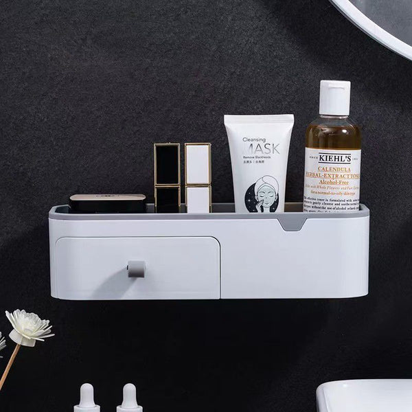 Wall-Mounted Bathroom Shelf with Storage Drawer & Phone Stand