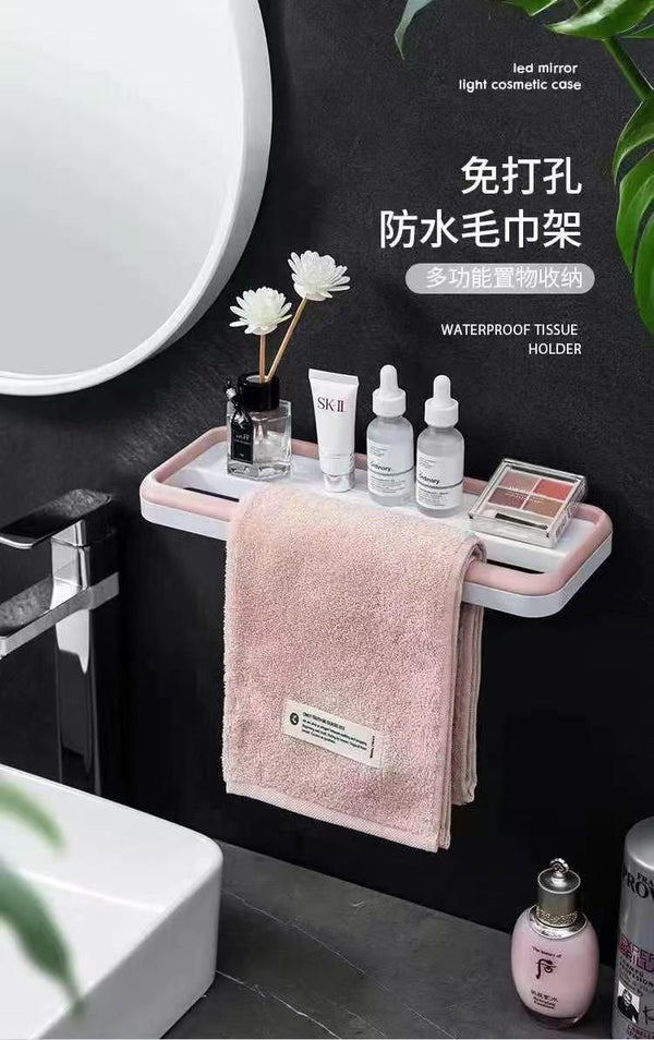 2-in-1 Wall-Mounted Bathroom Towel Rack & Smart Phone Stand