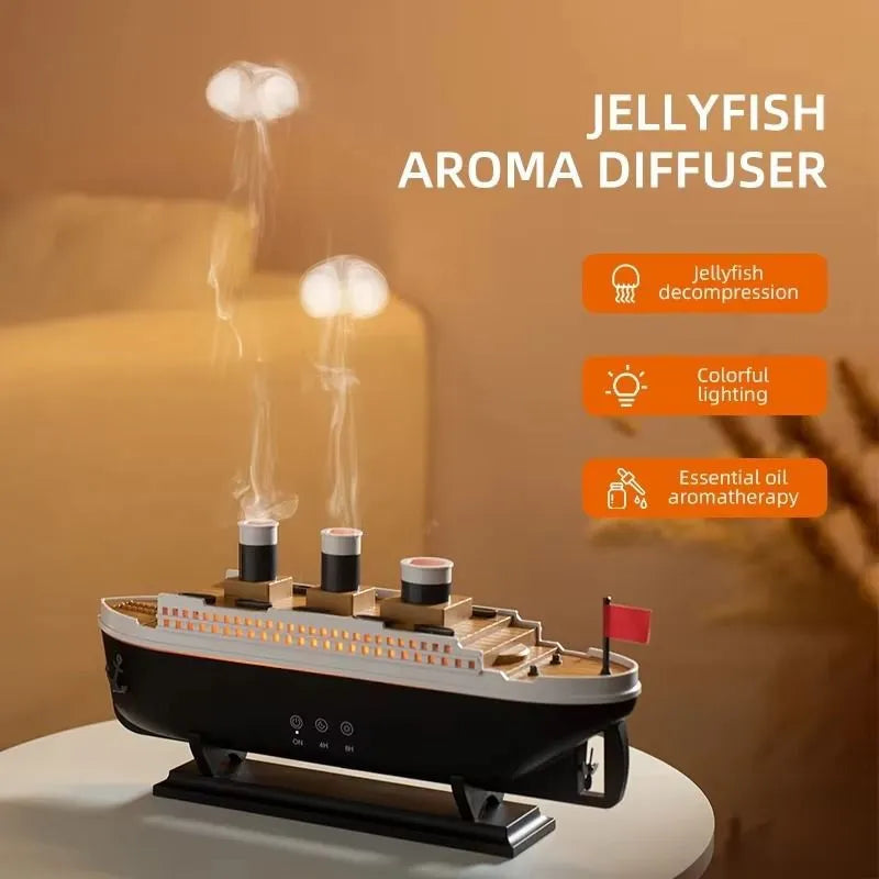 Titanic Motion Mist Humidifier – Ultrasonic Aroma Diffuser with Jellyfish Smoke Rings