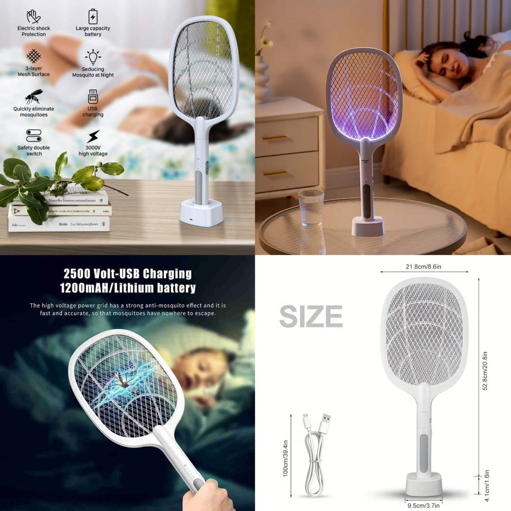 Smart 2-in-1 Electric Bug Zapper – Rechargeable Mosquito Swatter & Trap