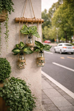 Wall Hanging Planter –  Glass Jars with wooden stick