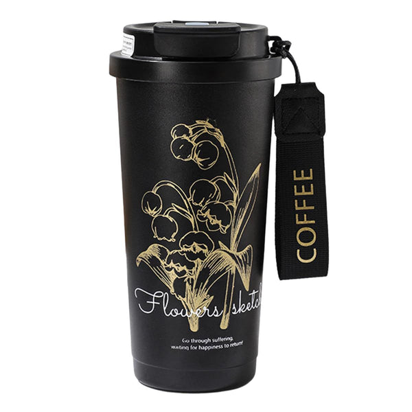 Flowers Sketch Insulated Thermal Tumbler – 3-in-1 Coffee Travel Mug