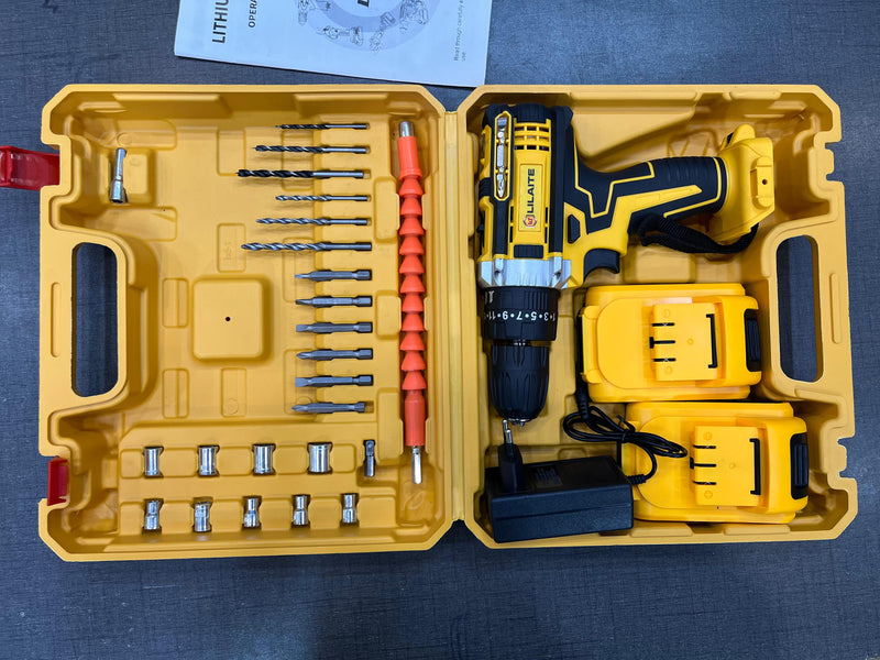Power Drill with 2 Lithium-Ion Batteries, Charger, Flexible Shaft, and 26-Piece Drill/Driver