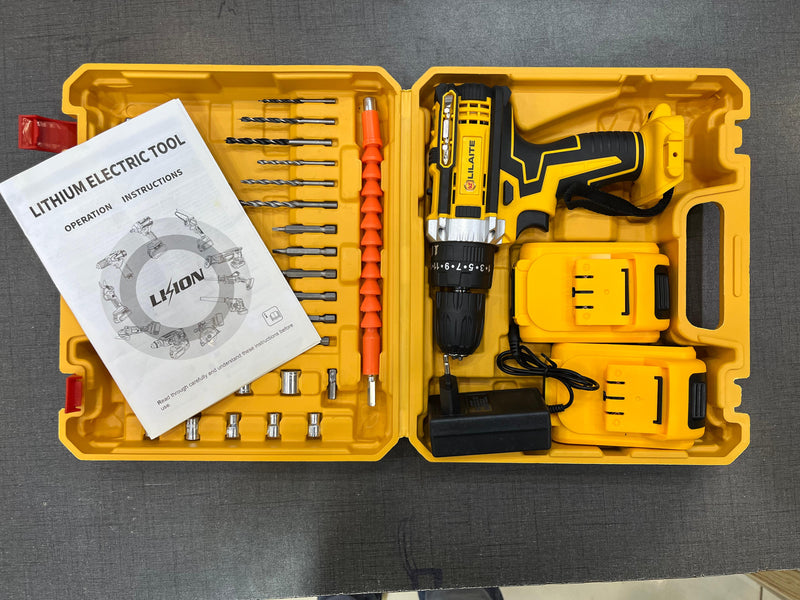 Power Drill with 2 Lithium-Ion Batteries, Charger, Flexible Shaft, and 26-Piece Drill/Driver