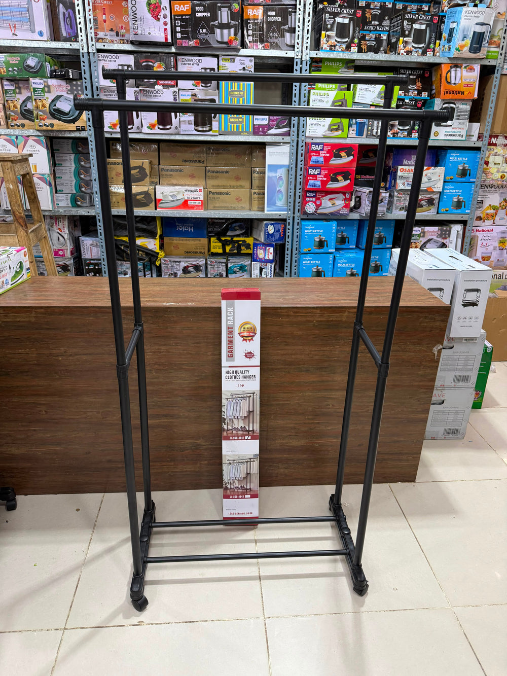 Double Rail Rolling Garment Rack – Heavy-Duty Free-Standing Clothes Drying Stand