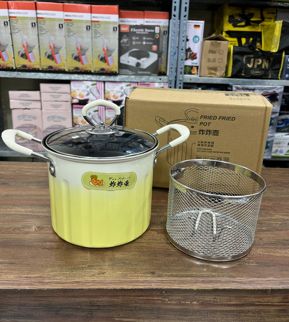 Multi-Function Deep Fryer Pot with Stainless Steel Mesh Strainer Basket