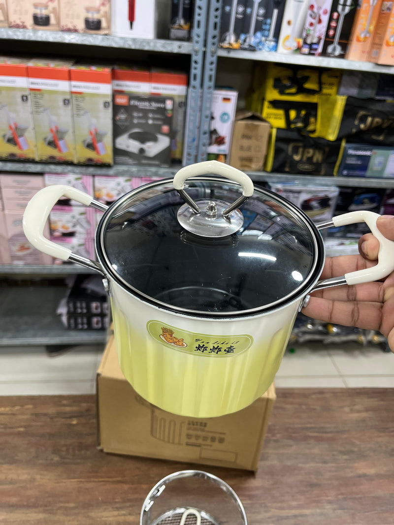 Multi-Function Deep Fryer Pot with Stainless Steel Mesh Strainer Basket