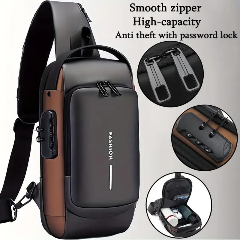 Anti-Theft Sling Bag with Combination Password Lock – High-Capacity Waterproof