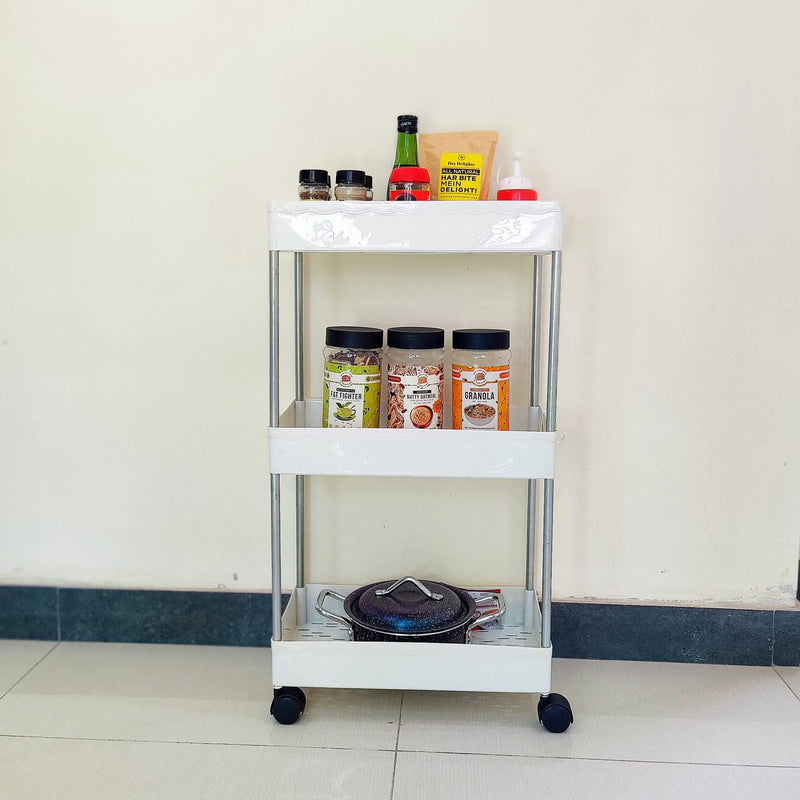 3-Tier Rolling Kitchen Cart – Slim Multipurpose Storage Organizer