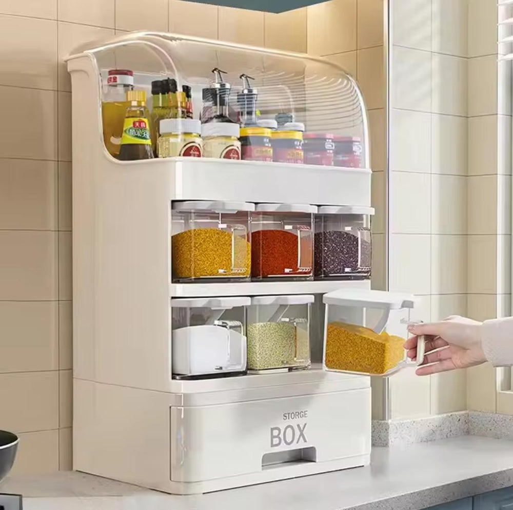 All-in-One Multi-Layer Kitchen Spice Organizer Box