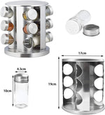 12-Piece Revolving Stainless Steel Spice Rack – 360° Rotating