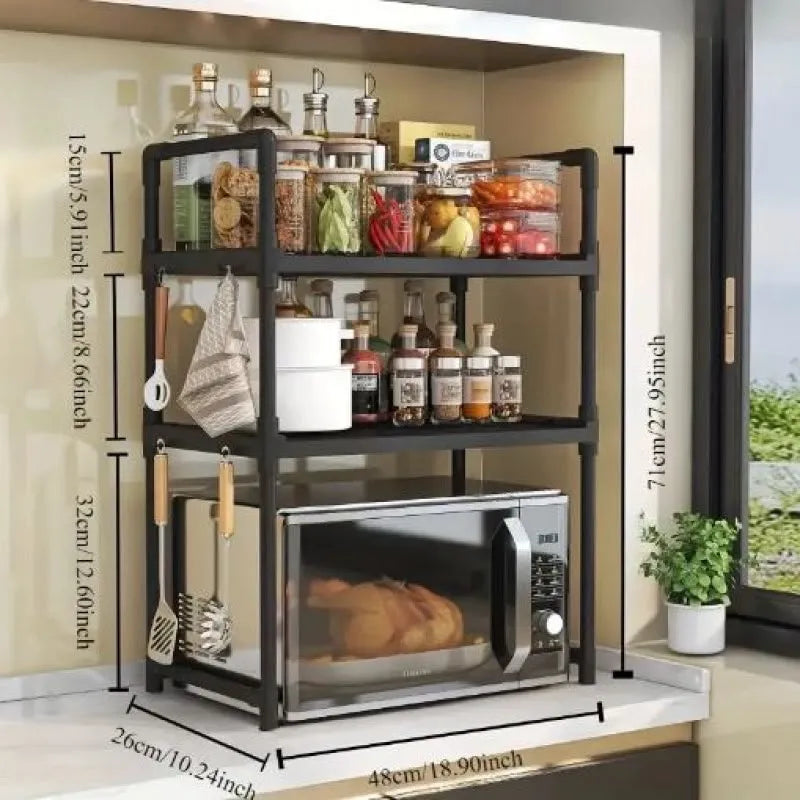 3-Tier Microwave Shelf Stand – Heavy-Duty Kitchen Countertop Storage Rack and Organizer