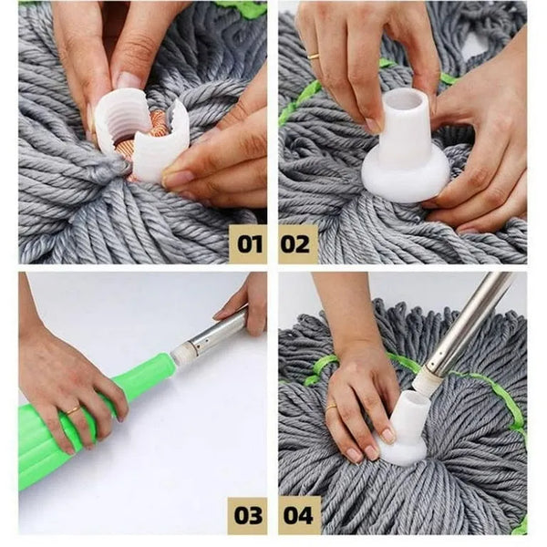 Cotton String Twist Mop – Self-Wringing Industrial Floor Mop with Long Handle