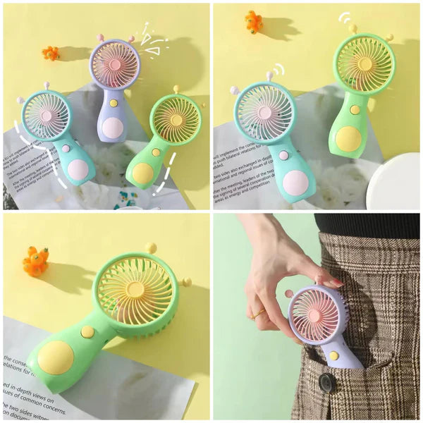 Cute Snail Antenna Handheld Mini Fan – Portable Rechargeable Pocket Fan