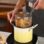 Multi-Function Deep Fryer Pot with Stainless Steel Mesh Strainer Basket