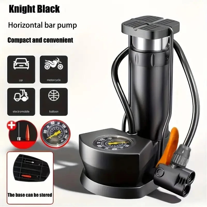 High-Pressure Foot Pump – Compact Horizontal Bar Tire Inflator with Precision Pressure