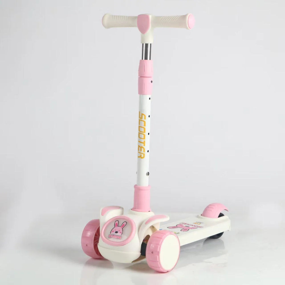 Adjustable 3-Wheel Kick Scooter for Kids – Toddler Scooter with Lean-to-Steer, Cute Bunny Design