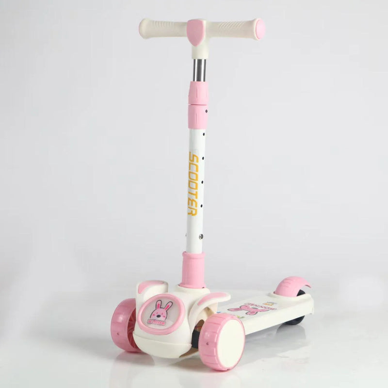 Adjustable 3-Wheel Kick Scooter for Kids – Toddler Scooter with Lean-to-Steer, Cute Bunny Design