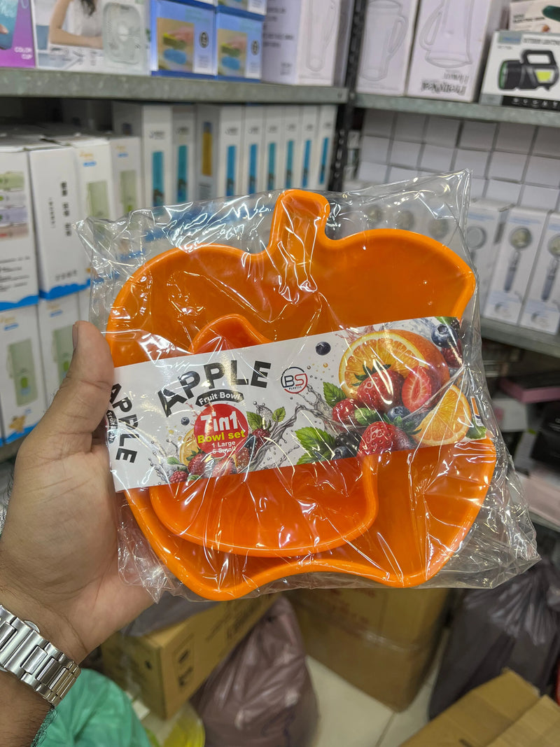 7-in-1 Apple Shaped Bowls Set – Elegant Plastic Serving Nesting Bowl Kit for Fruits