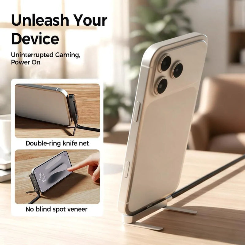 Ultra-Fast Charging USB-C Cable – Quick-Charge Elbow Adapter with Integrated Folding Phone Stand